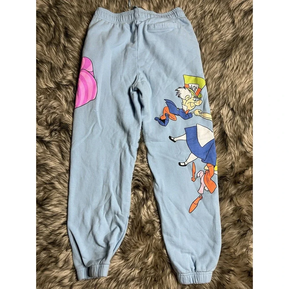 Disney Alice in Wonderland Graphic Sweatpants Light Blue Joggers Sz L Women